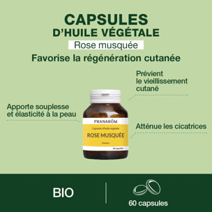 Pranarom - Capsules d'Huile Végétale de Rose musquée - 60 capsules
