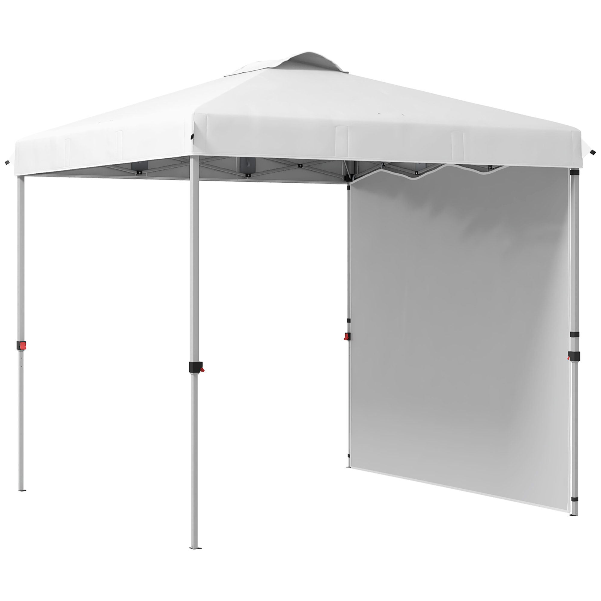 Carpa Plegable 2,5x2,5 m Cenador de Jardín con 1 Pared Lateral Altura Ajustable en 3 Niveles Anti-UV Impermeable y Bolsa de Arena Gazebo para Exterior Camping Fiestas Blanco