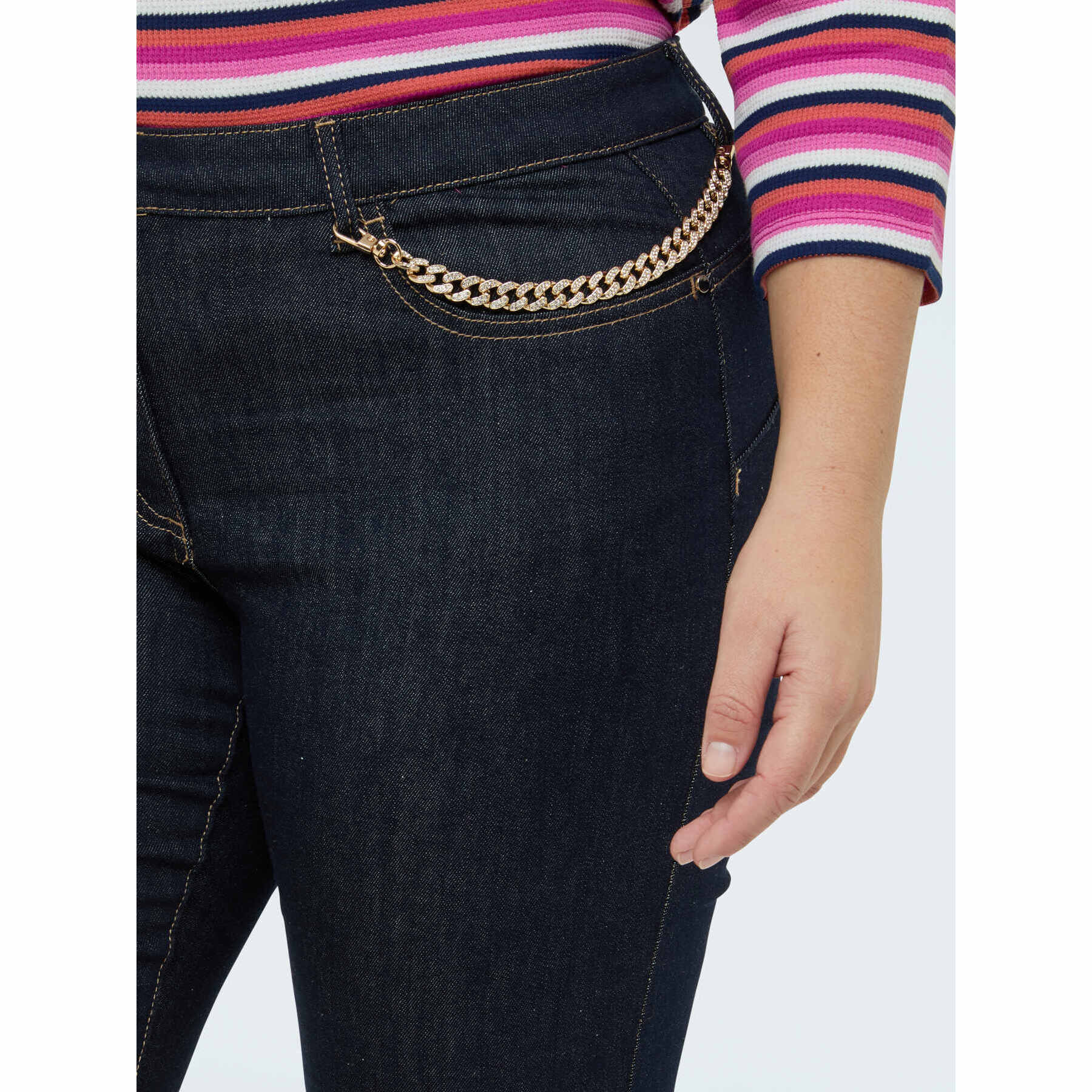 Fiorella Rubino - Jeans Kick Flare con catenella decorativa - Blu