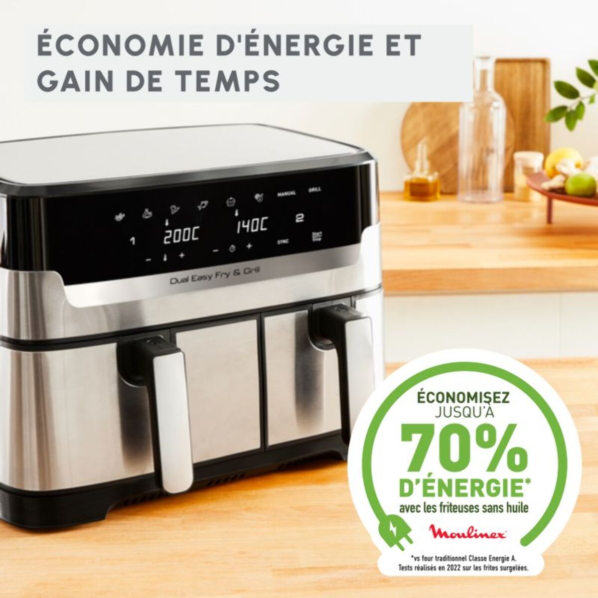 Friteuse sans huile MOULINEX Easy Fry and Grill Dual Inox EZ905D20