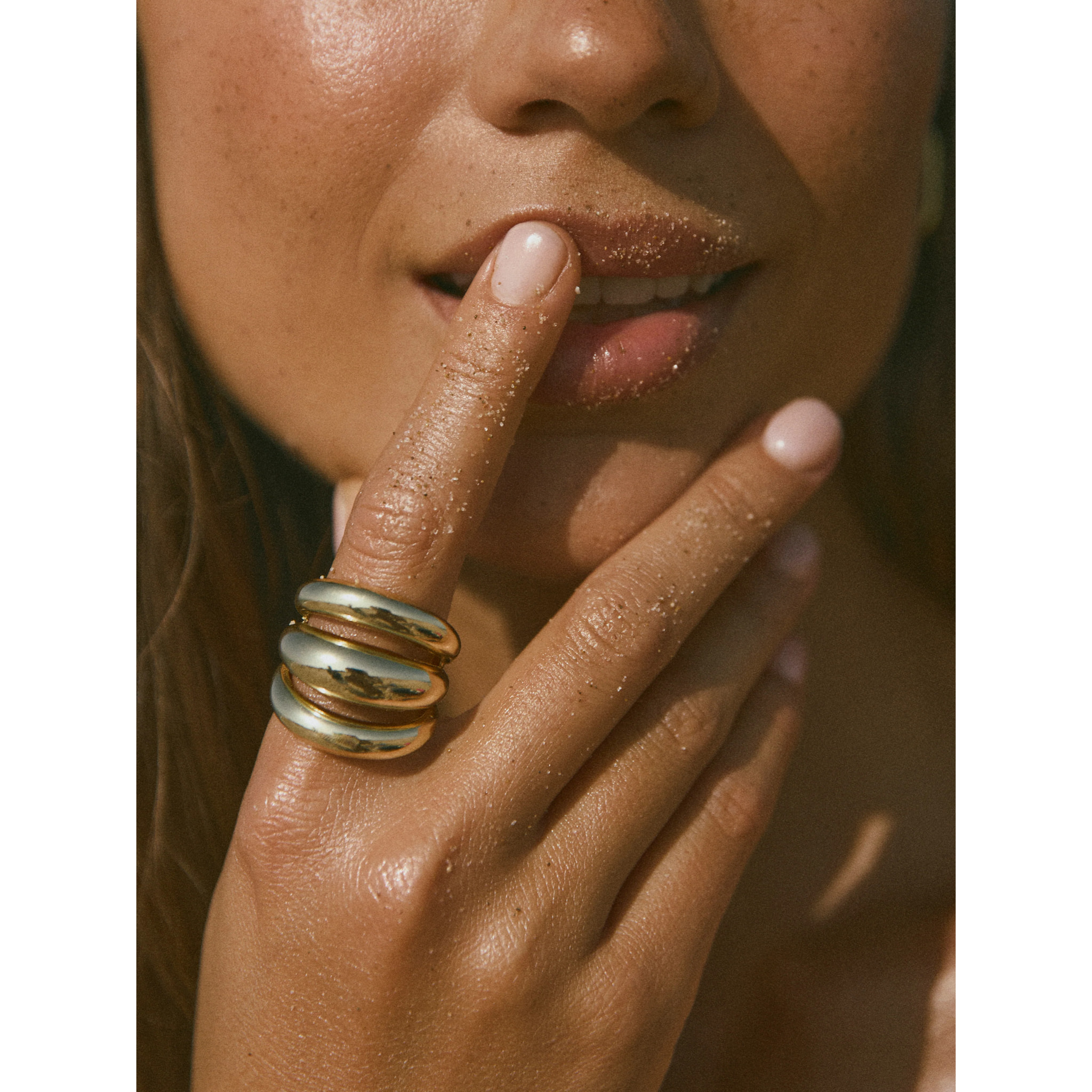 Anillo Dune Aire Acero Baño Oro