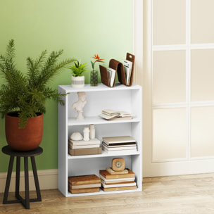 Librería de 3 Niveles Estantería de Libros con 2 Estantes Ajustables para Sala de Estar Oficina Dormitorio 60x24x80 cm Blanco