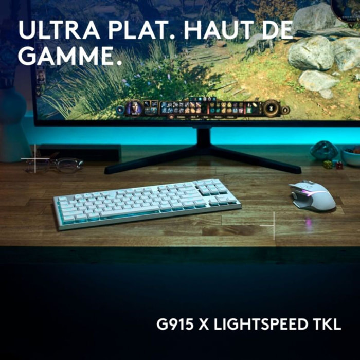 Clavier gamer sans fil LOGITECH G915 X Lightspeed TKL Tactile Blanc