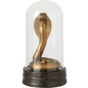 J-Line Cloche décorative serpent - polyrésine - doré/noir - small