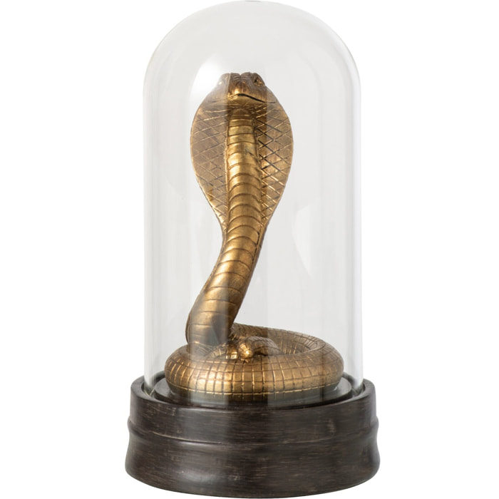 J-Line Cloche décorative serpent - polyrésine - doré/noir - small