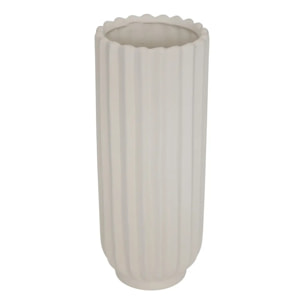 Vase Ocea Strié en Dolomite 15x15x36,5 cm Blanc