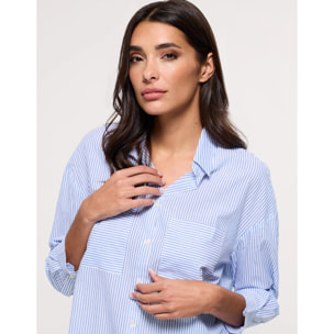Camisa Manga Larga Rayas Azul - Brosabeat