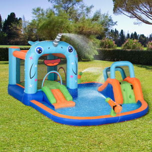 Castillo Hinchable para Niños de 3-8 Años con Tobogán Trampolín Piscina Castillo de Rebote con Inflador y Bolsa de Transporte para Exterior 420x370x230 cm Multicolor