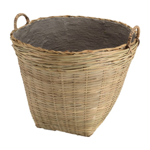 HECTOR - Pot de fleur rond 60x60cm en bambou naturel avec anses