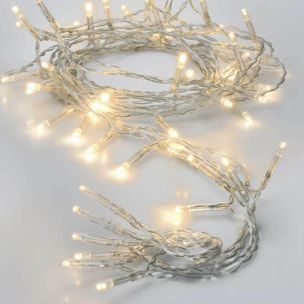 guirnalda con 80 luces led blanco cálido con cable transparente
