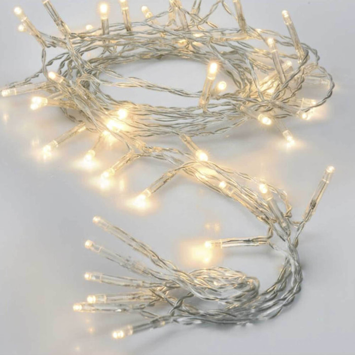 guirnalda con 80 luces led blanco cálido con cable transparente