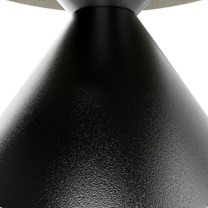 Graal Black - Tavolo Rotondo Ø120 cm Base a Doppio Cono Nero in Metallo e Top in Legno Grigio Testurizzato