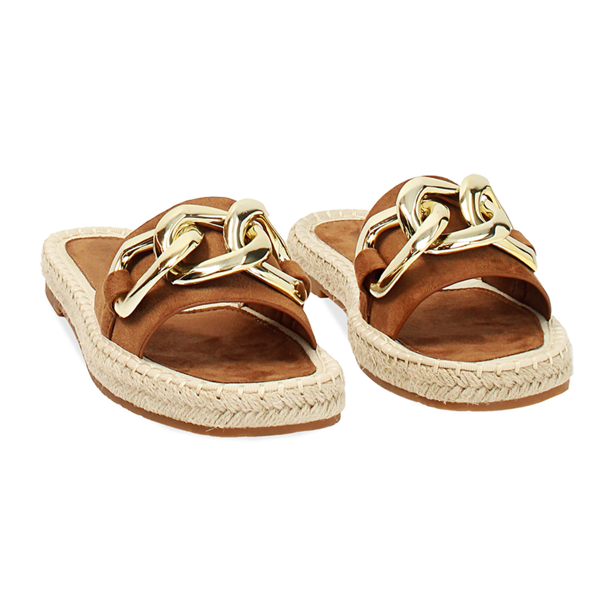 Sandali bassi cognac stile casual