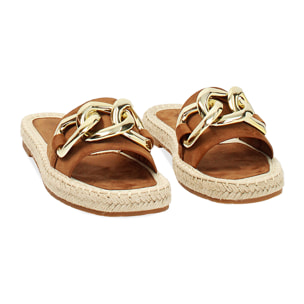 Sandali bassi cognac stile casual