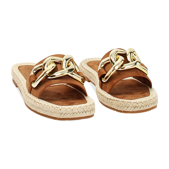 Sandali bassi cognac stile casual