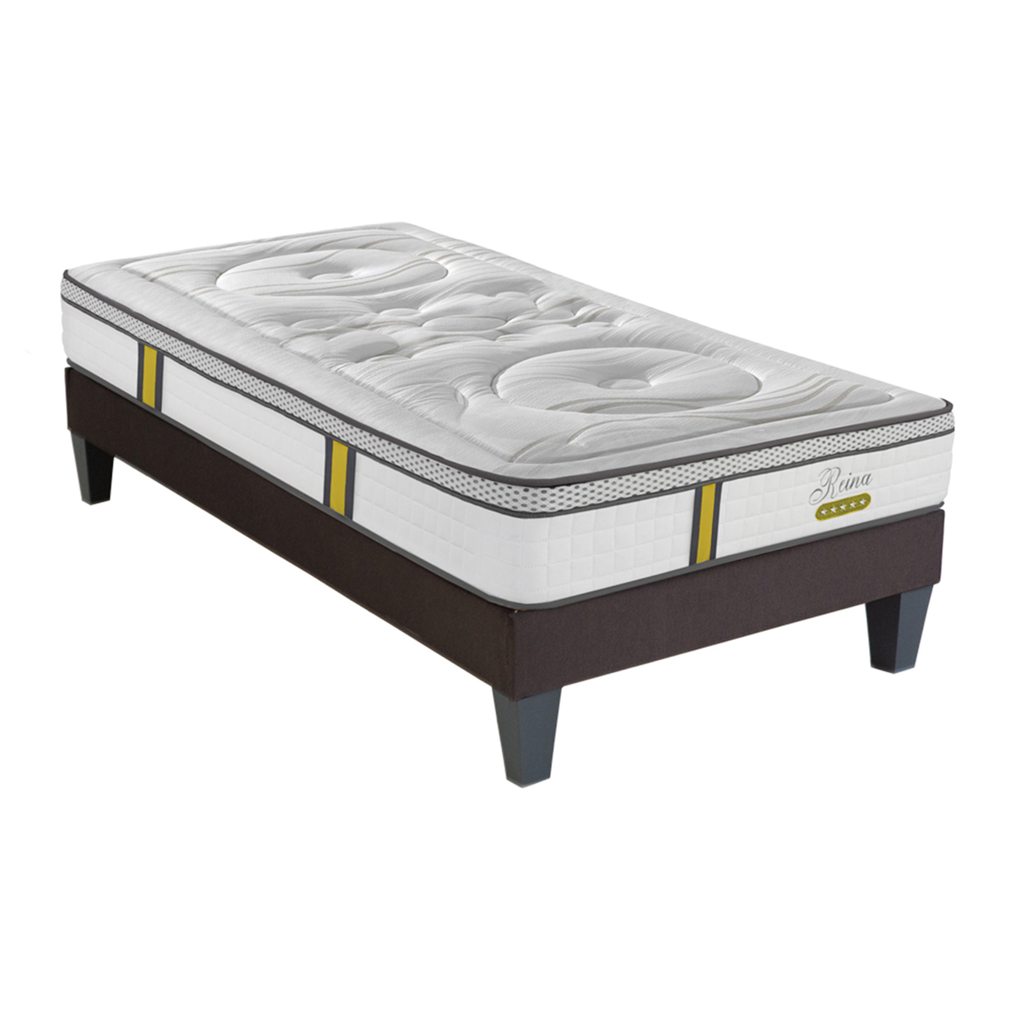 Ensemble matelas ressorts ensachés et sommier en bois - Blanc