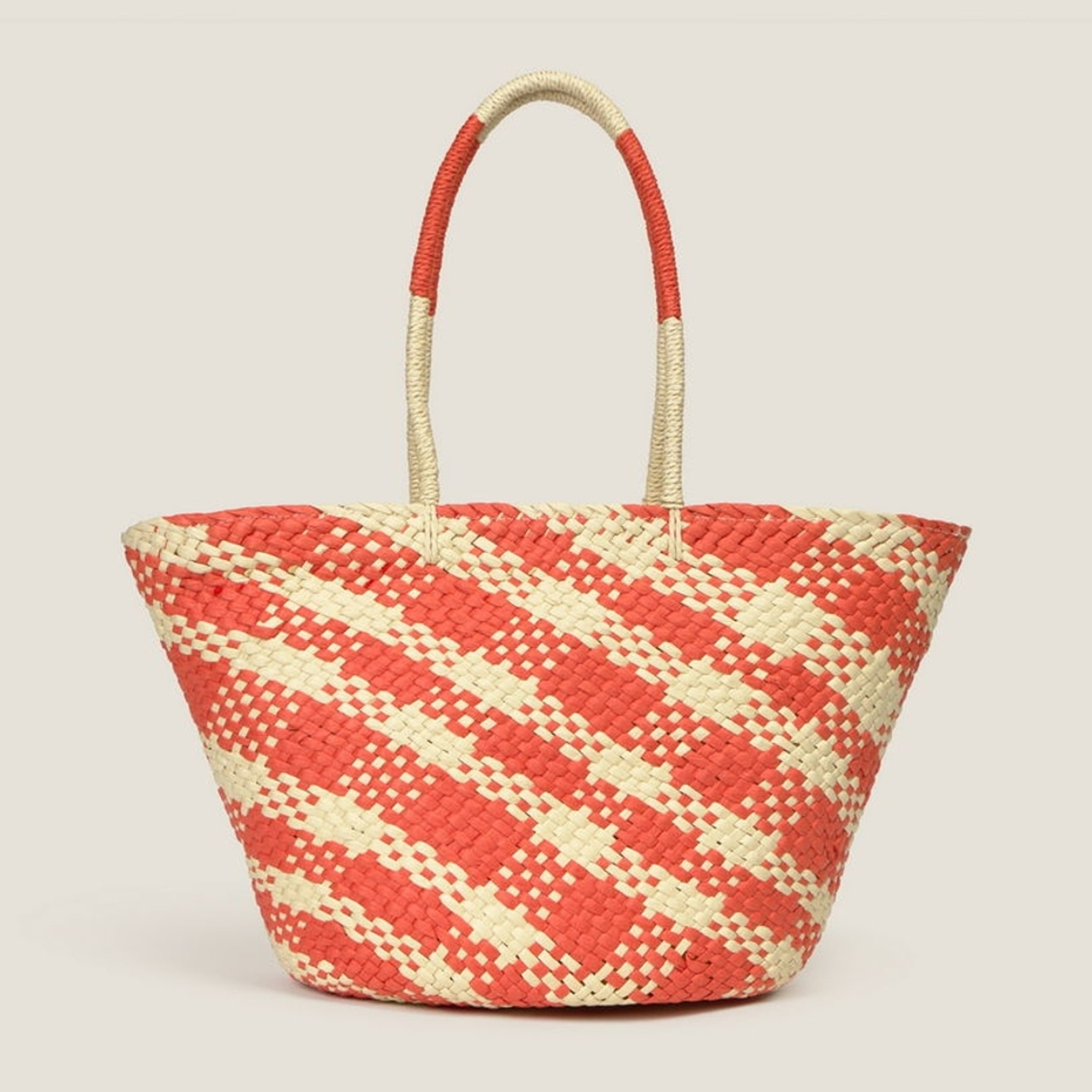 Bolso de playa mimbre Zani color teja coral Fibras naturales