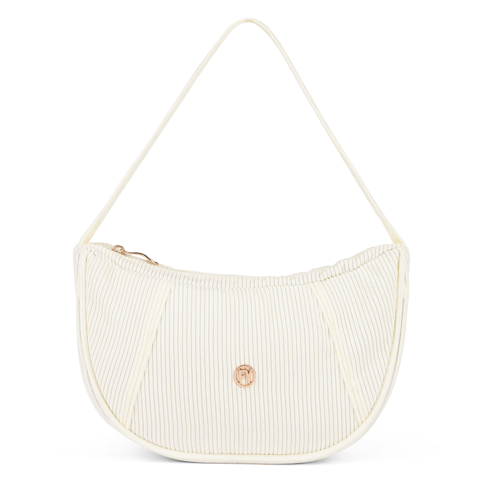 Borsa a spalla in velluto a coste con logo FY dorato