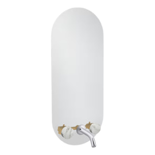 Miroir LED ovale 3 trous + mélangeur lavabo encastré 3 trous Grands Boulevards marbre envoûtant et chromé