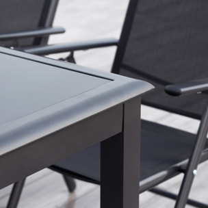 Table de jardin et 10 chaises en aluminium gris BAFFADI
