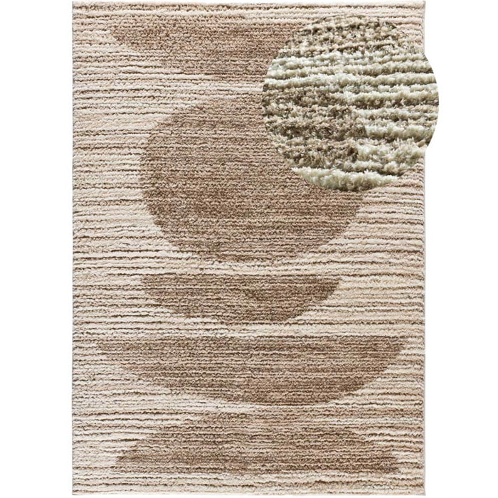 LIMA Alfombra shaggy estilo escandinavo con relieve beige, varias medidas disponibles