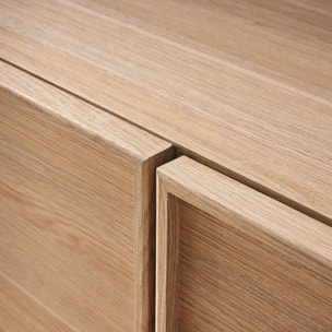 Meuble TV décor bois naturel 3 portes L 140 x P 43 x H 45cm - Kuba