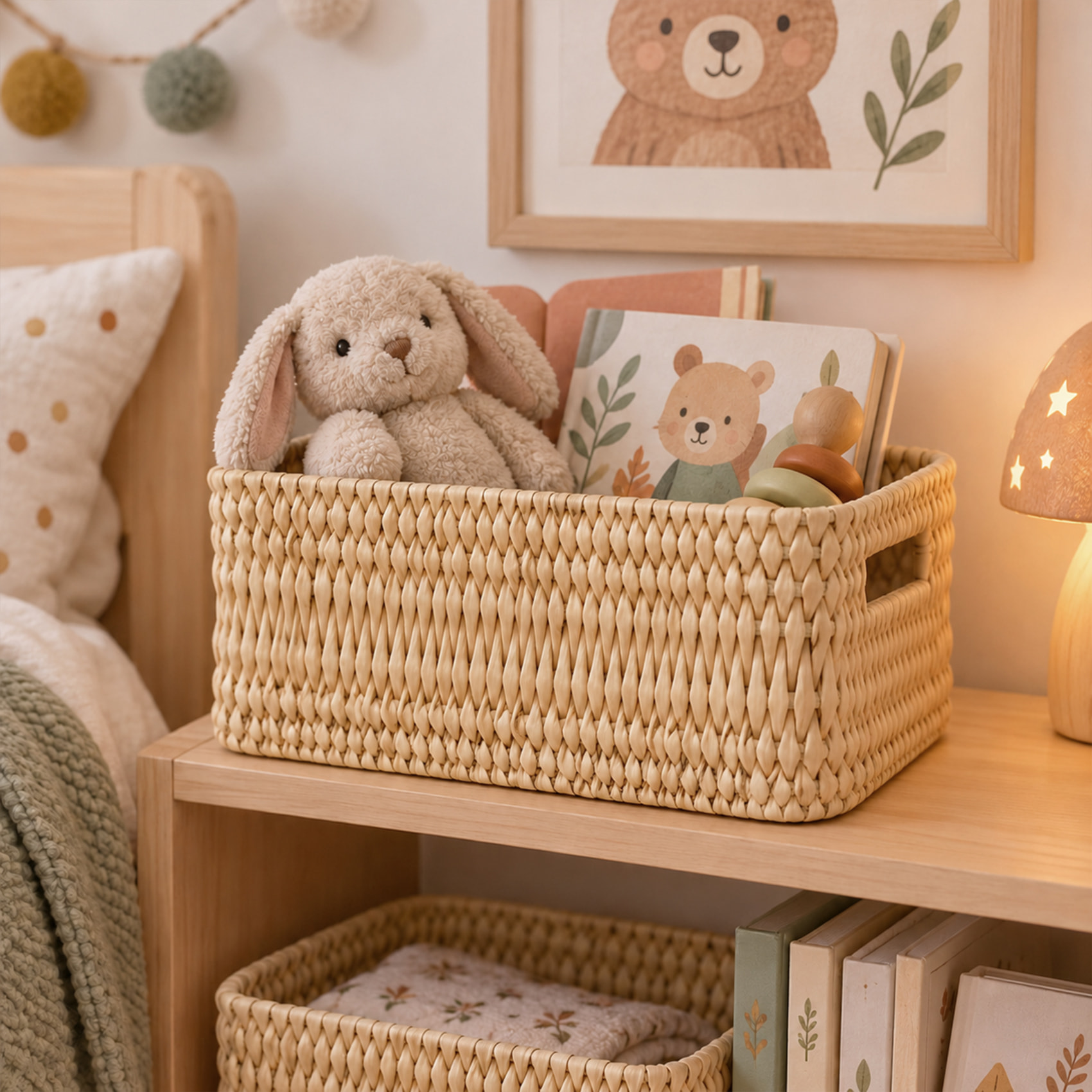 Panier de rangement rectangle Hassira - Naturel