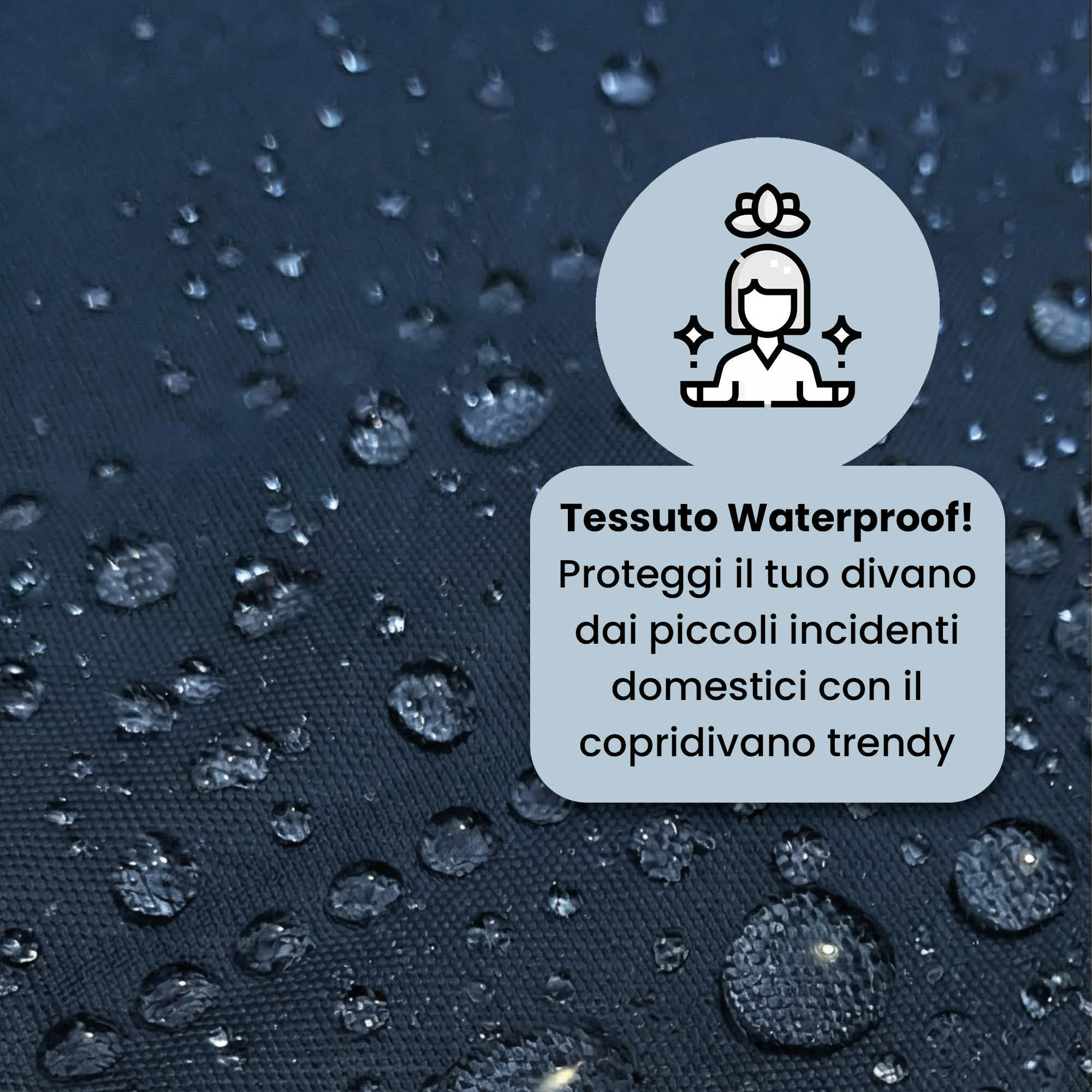 COPRIDIVANO TRENDY, Waterproof, Microfibra, No Stiro, Doubleface - BLU SCURO/GRIGIO CHIARO