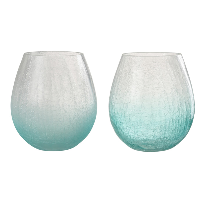 J-Line photophore Boule Craquele - verre - bleu - small - 2 pcs