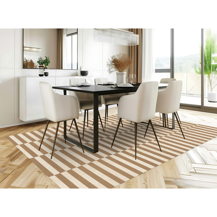 Alfombra de vinilo Dynamic Marron 200x266 cm -PVC antideslizante, vinilica para cocina o salón, lavable, estilo abstracto