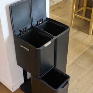 Poubelle de tri inox HAJA 60L 3bacs