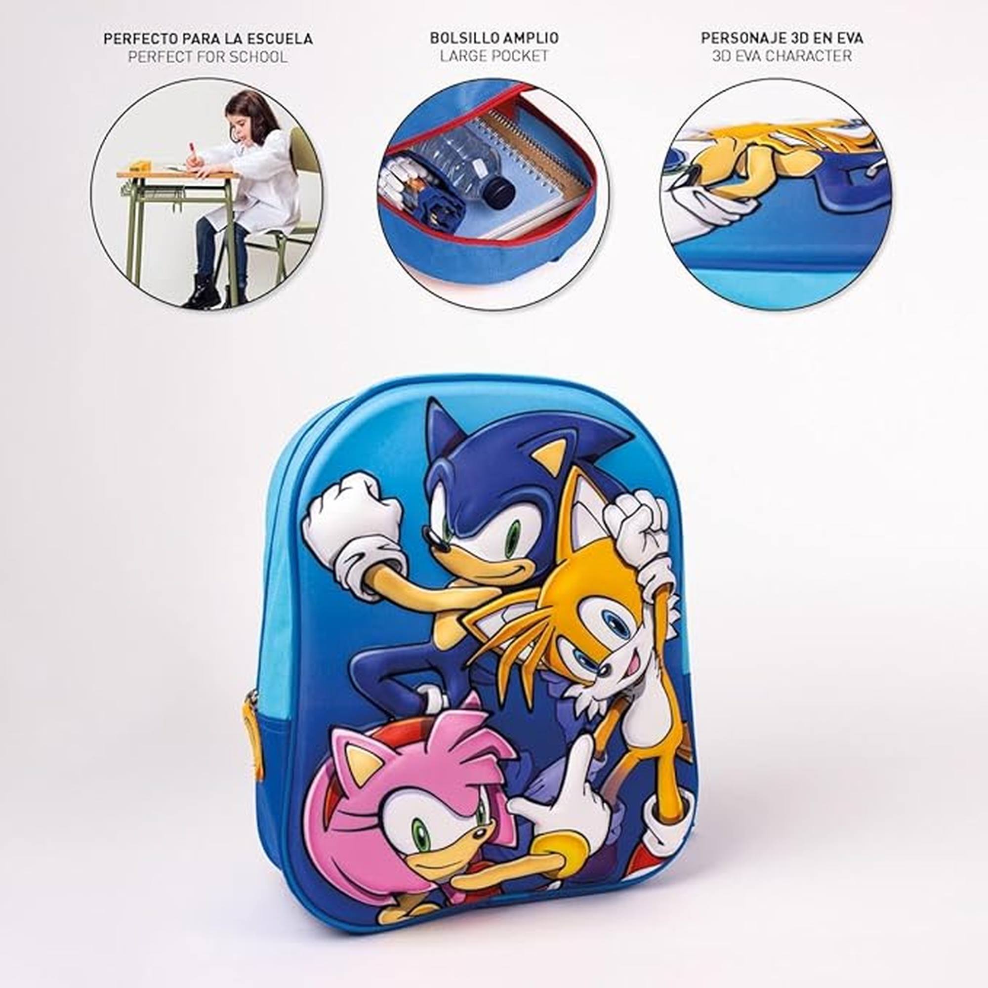 Mochila infantil 3d sonic