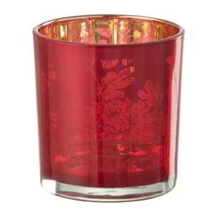 J-Line photophore Fleurs - verre - rouge - small - 6 pcs