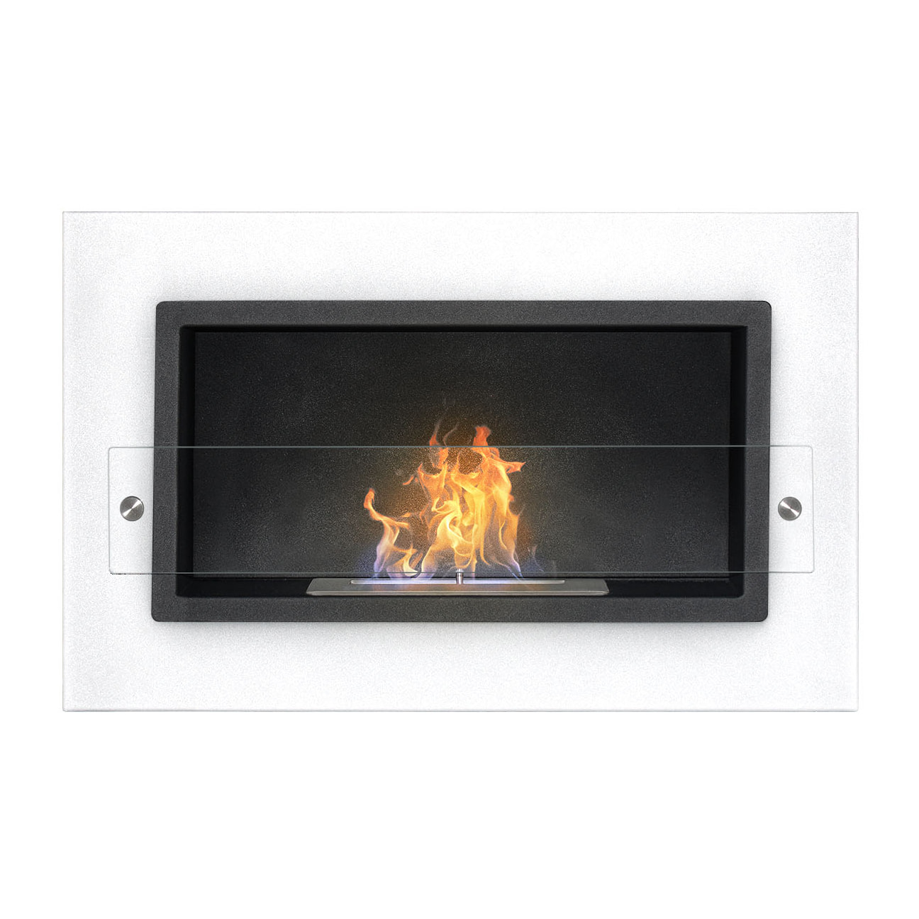 Adriano - Caminetto a bioetanolo da incasso con 1 bruciatore da 1.5L 64x40cm bianco