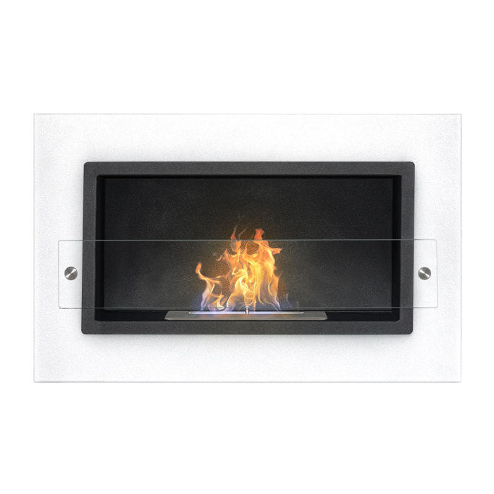Adriano - Caminetto a bioetanolo da incasso con 1 bruciatore da 1.5L 64x40cm bianco