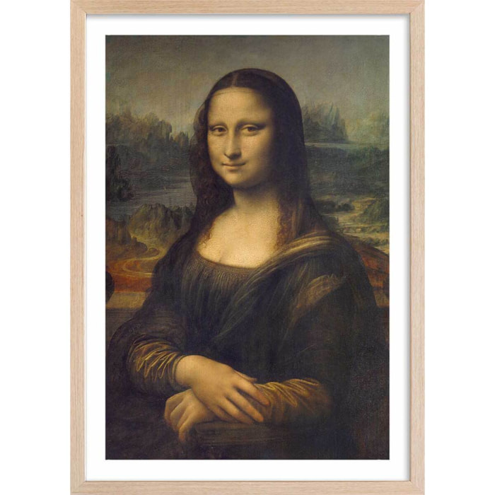 Affiche La joconde par Leonard De Vinci Affiche + cadre en bois - Chêne
