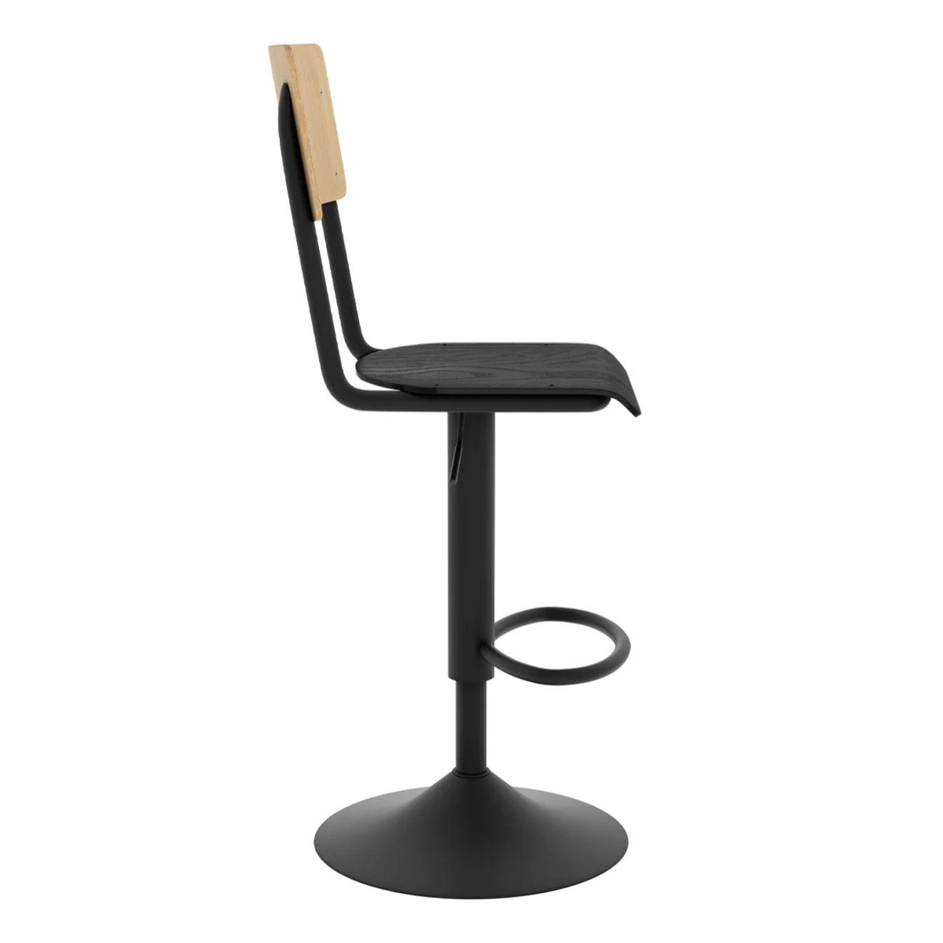 Lot de 2 chaises de bar réglables 60/80 cm en bois clair et noir - Clem