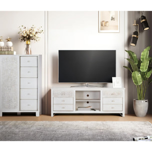 Mueble TV de Madera de Mango 180 Cm Estilo Vintage Contemporáneo
