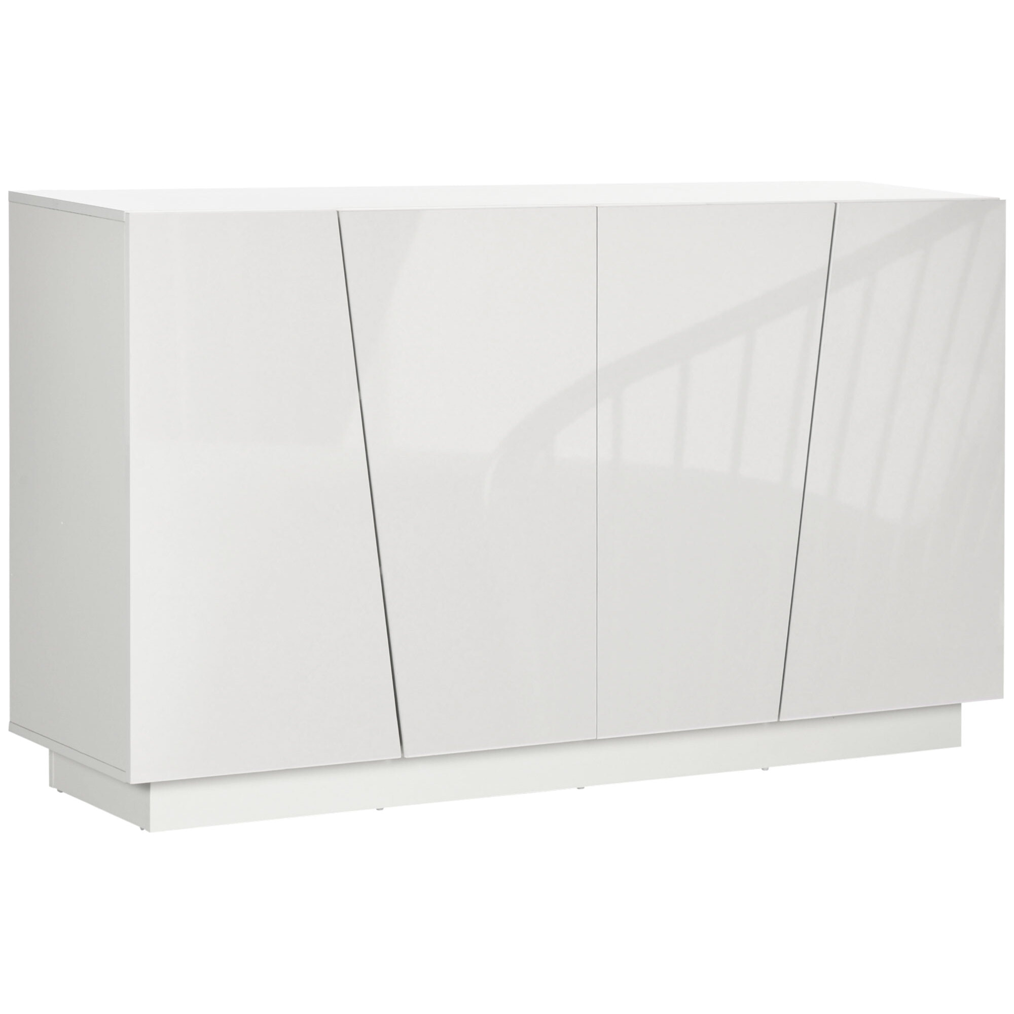 Buffet design façade blanc laqué 4 portes 2 étagères dim. 150 x 40 x 88 cm blanc