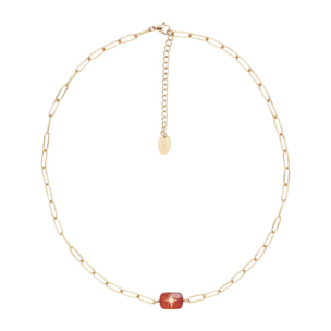 Collana U.S. Polo Assn. In acciaio inossidabile dorato con agata rossa
