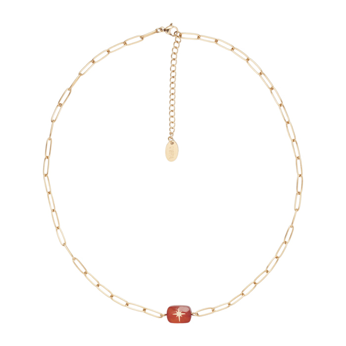 Collana U.S. Polo Assn. In acciaio inossidabile dorato con agata rossa