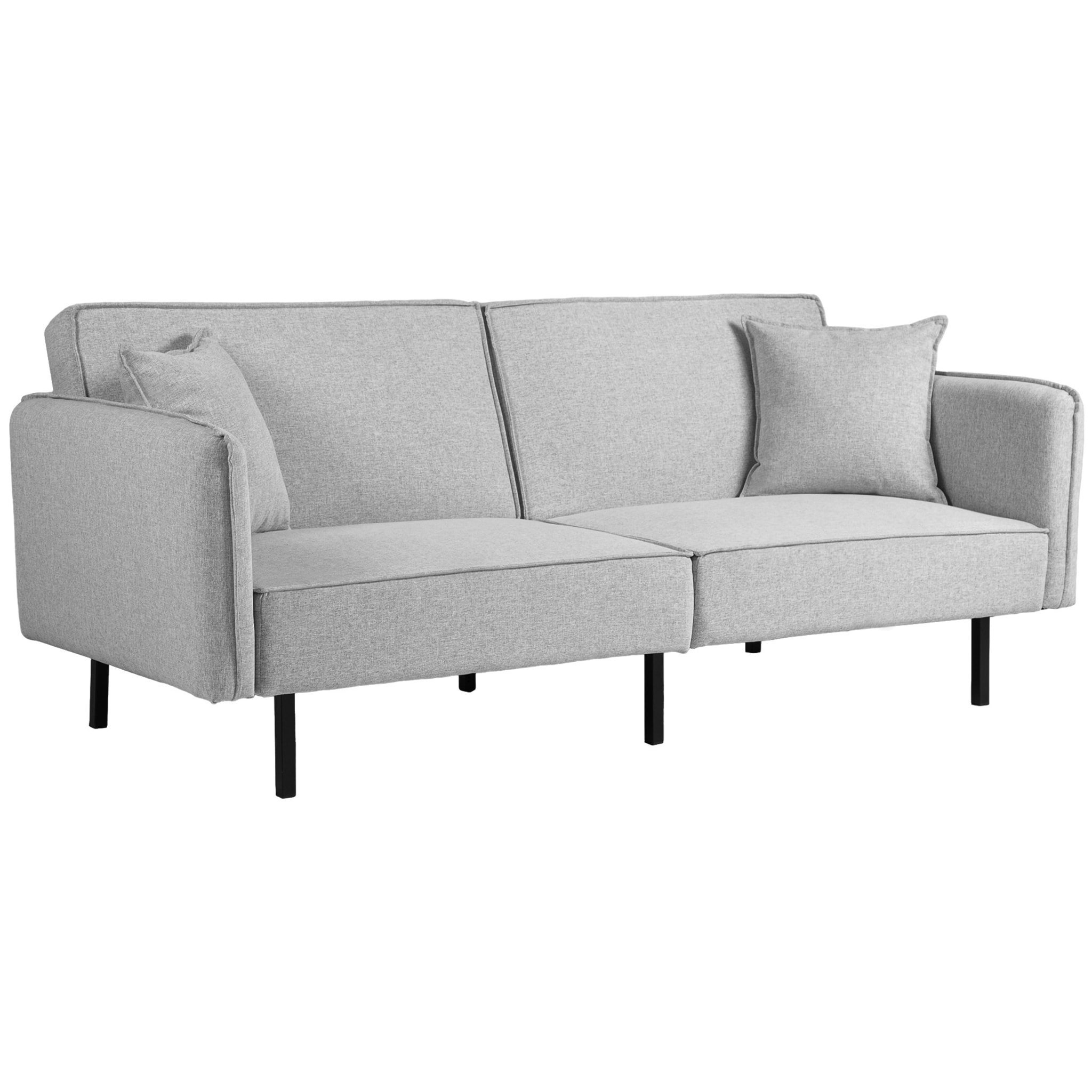 Canapé convertible 3 places, canapé-lit clic-clac, avec 2 coussins 195l x 89P x 87H cm gris clair