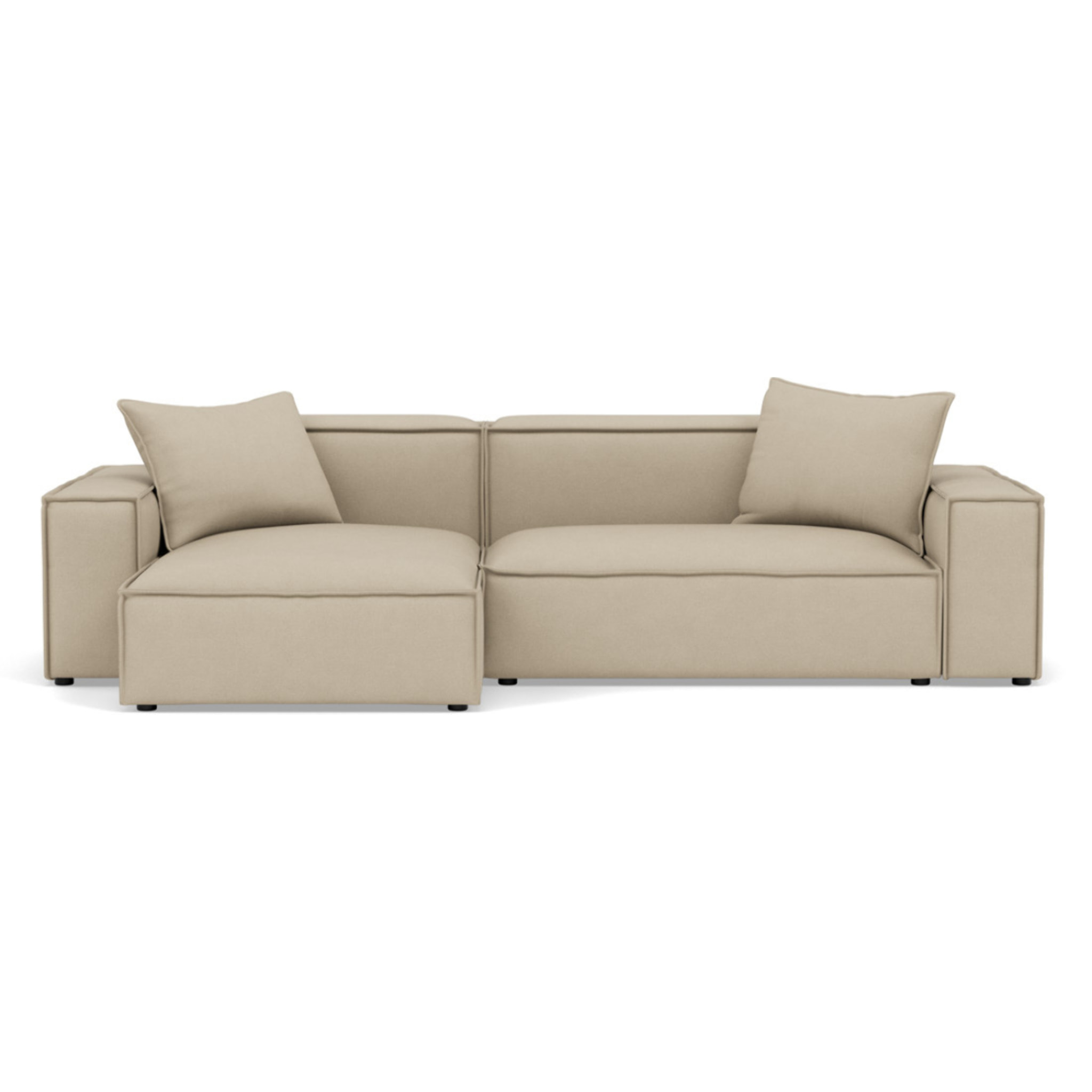 Atlas - Canapé d'angle réversible 4 places en velours texturé - Beige