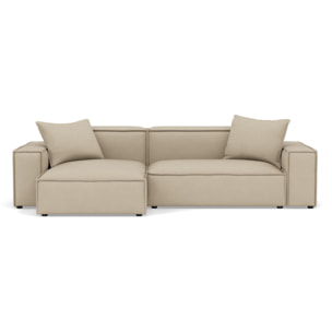 Atlas - Canapé d'angle réversible 4 places en velours texturé - Beige