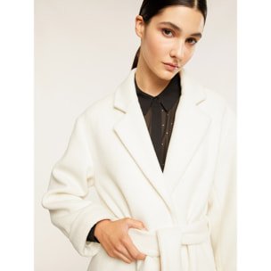 Motivi - Cappotto lungo con cintura - Bianco