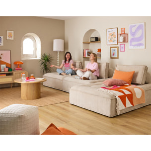 Marisol - canapé d'angle modulable 4 places - velours texturé - Beige