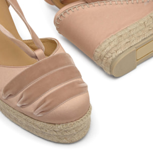 Alpargata de cuña Cersei en raso con doble plataforma