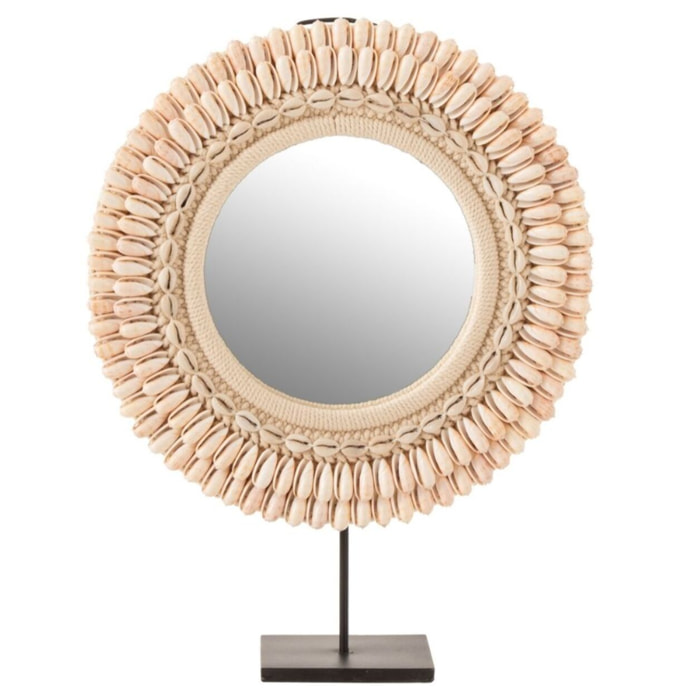 J-Line miroir sur pied Mona - verre/coquillages - rose clair - large - 37 x 52.5 cm