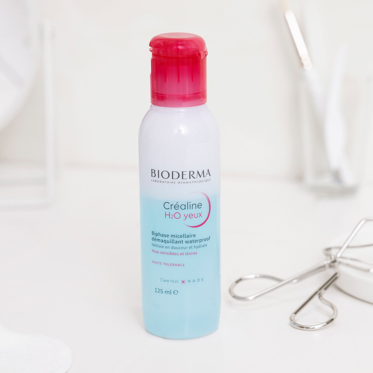 Créaline H2O - Démaquillant Waterproof Biphase Micellaire - Yeux Sensibles et Lèvres -  125ml