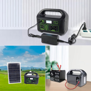 Estación de energía portátil CL-8101. 150W y batería de 12V 12Ah. Con panel solar de 30W incluido. Luz LED integrada con 4 modos.